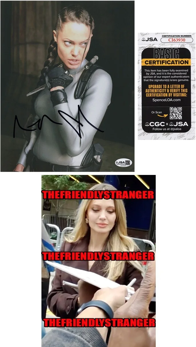 ANGELINA JOLIE — Angelina Jolie signed "LARA CROFT: TOMB RAIDER" 8x10 Photo PROOF d Sexy JSA COA