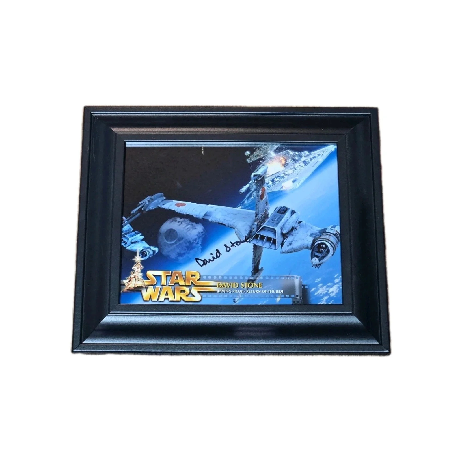 David Stone — David Stone B-Wing Pilot Auto 13x11 & Framed Photo Star Wars Return Of The Jedi, image 2