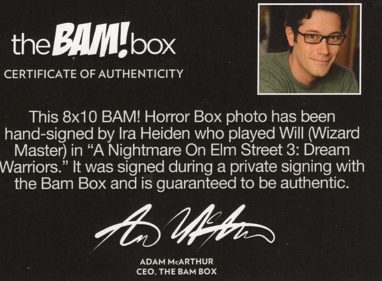 Ira Heiden — IRA HEIDEN ACTOR Nightmare on Elm Street 3 Autographed Signed 8x10 Photo BAM COA, изображение 2