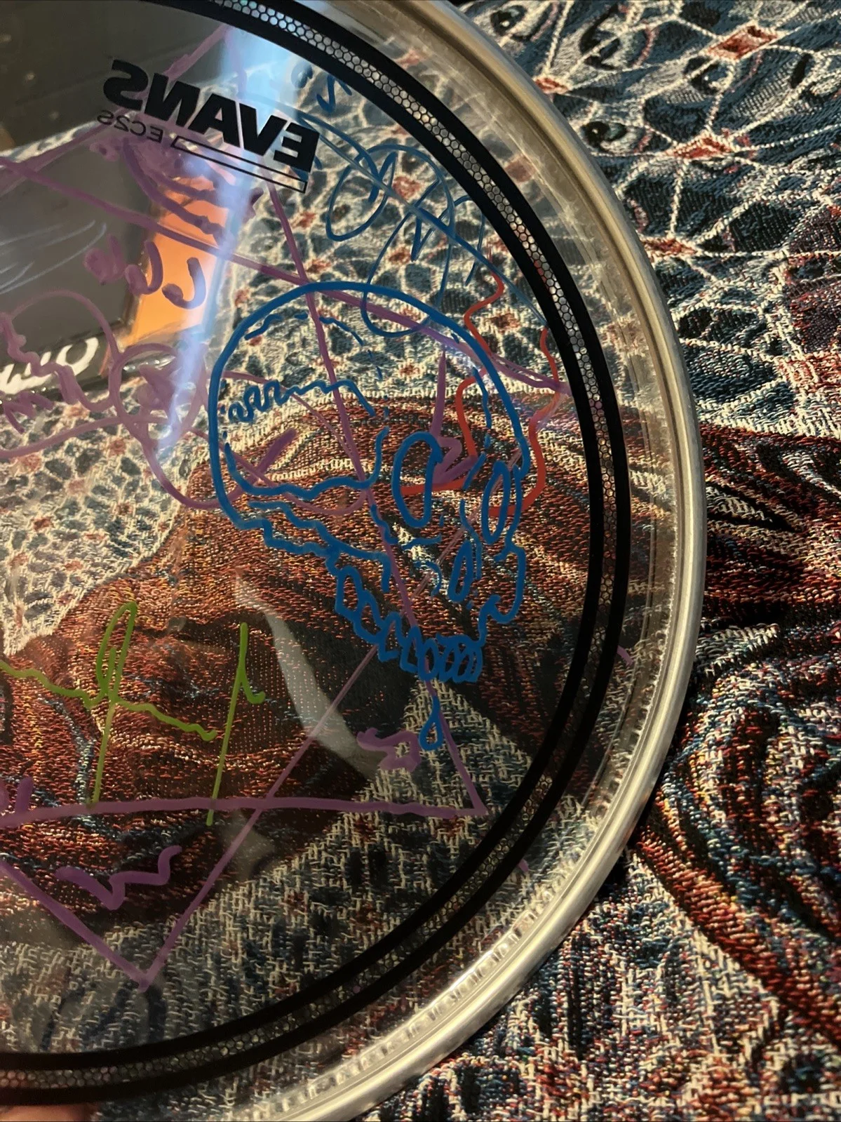 Tool signed autographed/Doodle drumhead 3/17/22 Moline Stage Used!, image 3