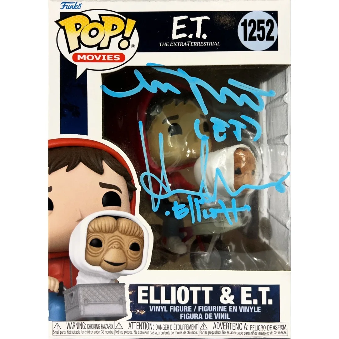 Matthew DeMeritt & Henry Thomas — Matthew DeMeritt & Henry Thomas autographed inscribed Funko Pop #1252 E.T JSA