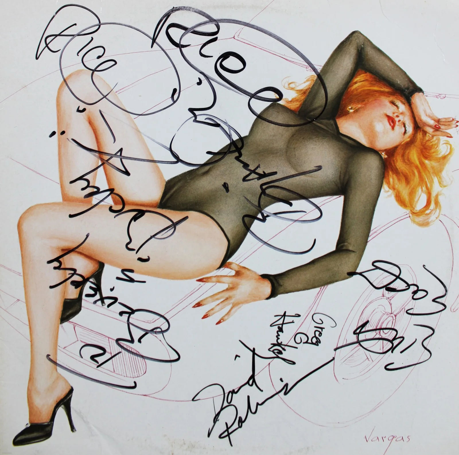 Ric Ocasek, Elliot Easton, Greg Hawkes, Benjamin Orr, David — The Cars (5) Ocasek, Easton, Hawkes +2 Signed Album Cover BAS #AE64170, изображение 2
