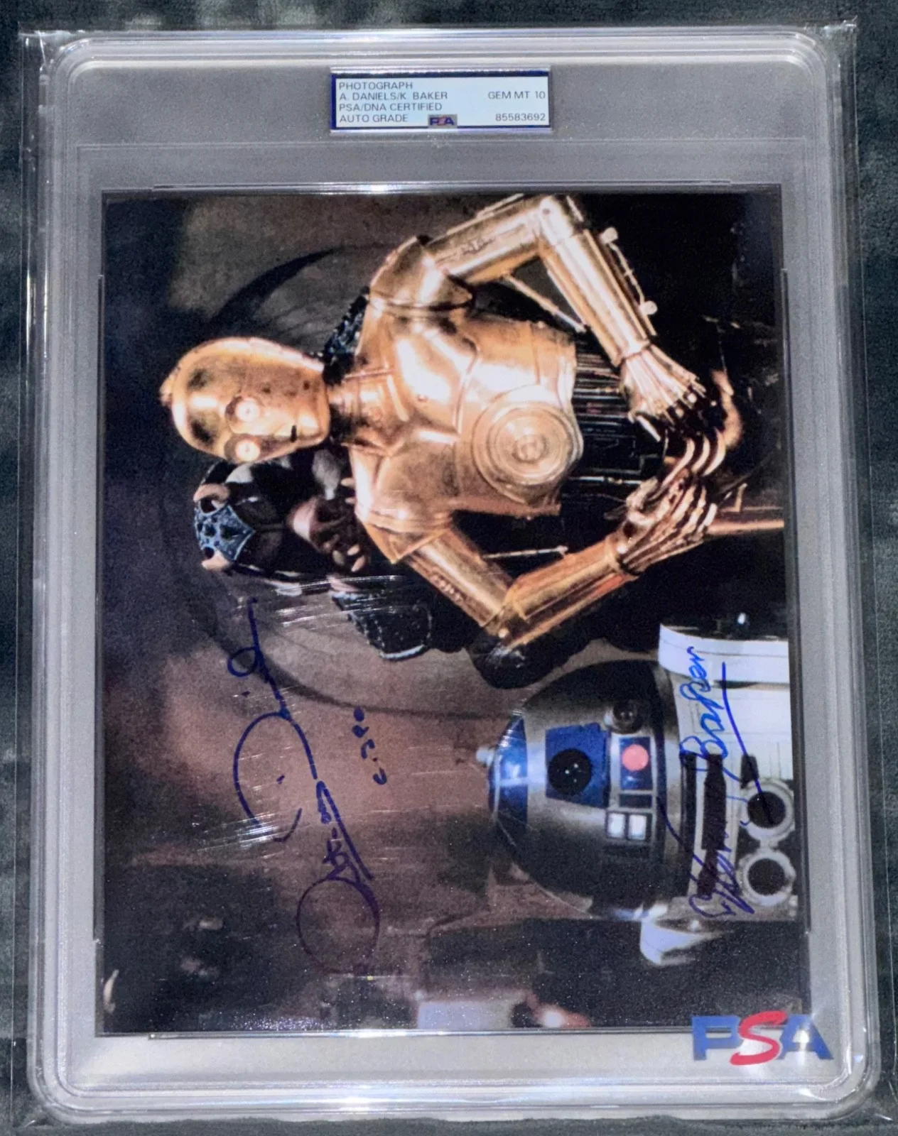 R2-D2, C-3PO — Signed Photo Anthony Daniels & Kenny Baker @ Jabbas Palace STAR WARS Auto PSA 10, изображение 2