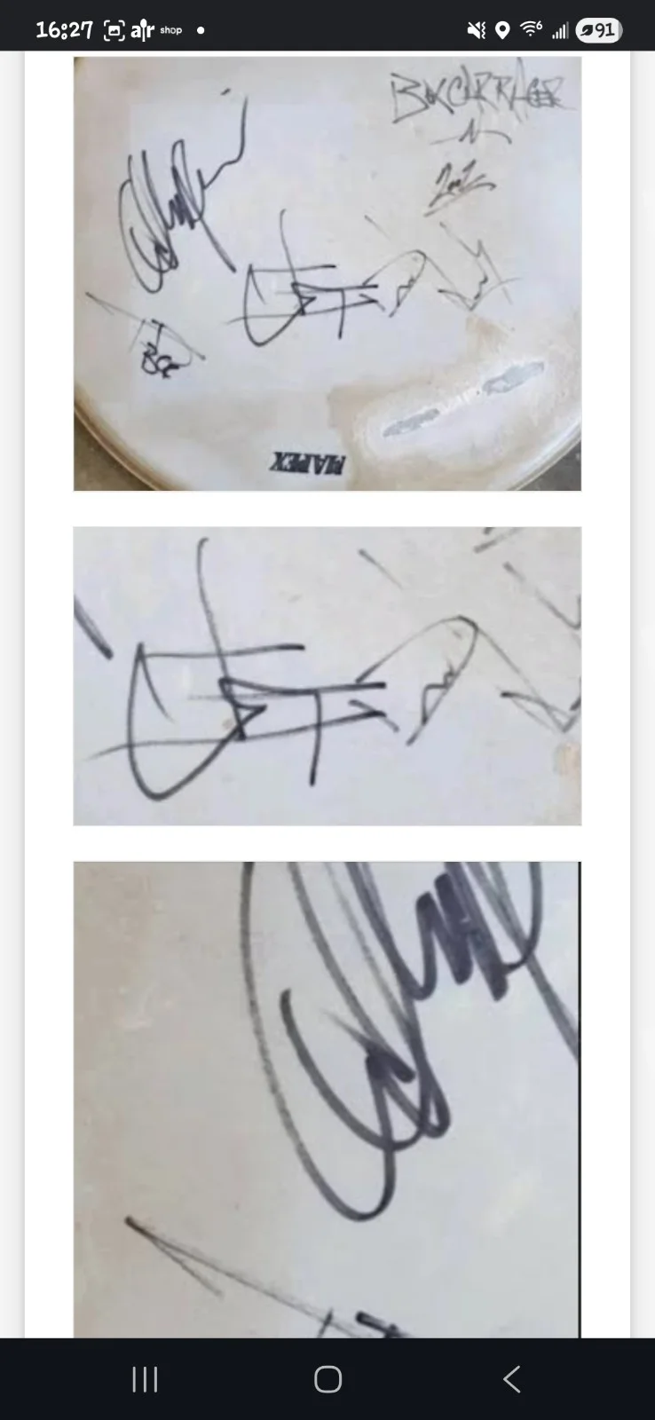 Tom DeLonge/Travis Barker +2 Blink 182 Signed BCR Drum Head 2002 RARE ACOA Pre, image 5