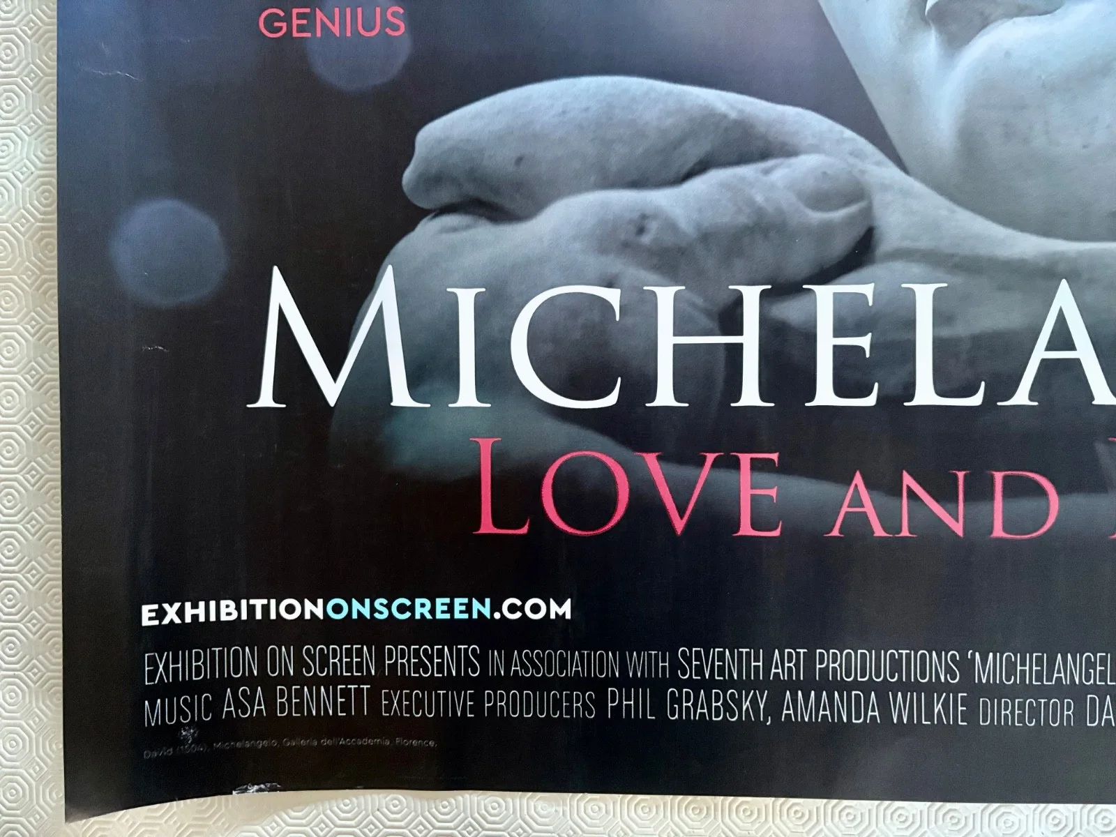 Exhibition On Screen Michelangelo Love and Death Original 2017 Quad Poster, изображение 2