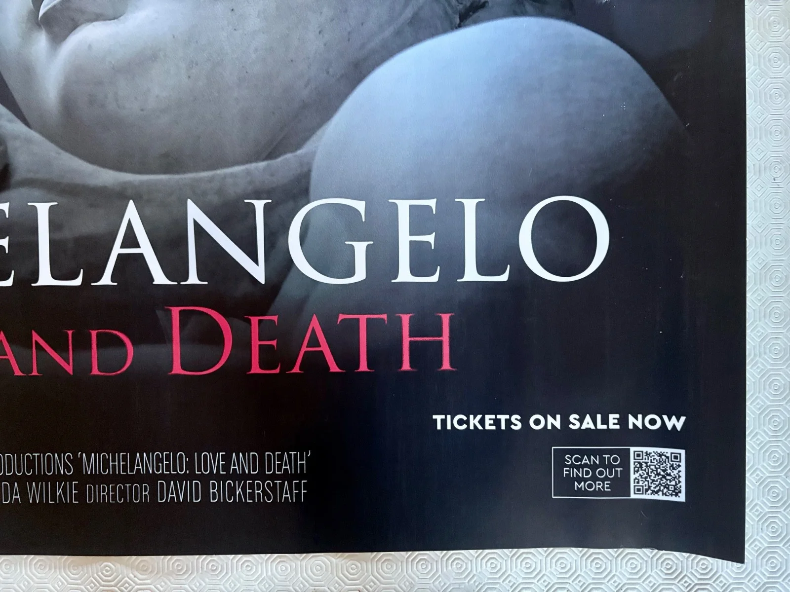 Exhibition On Screen Michelangelo Love and Death Original 2017 Quad Poster, изображение 3