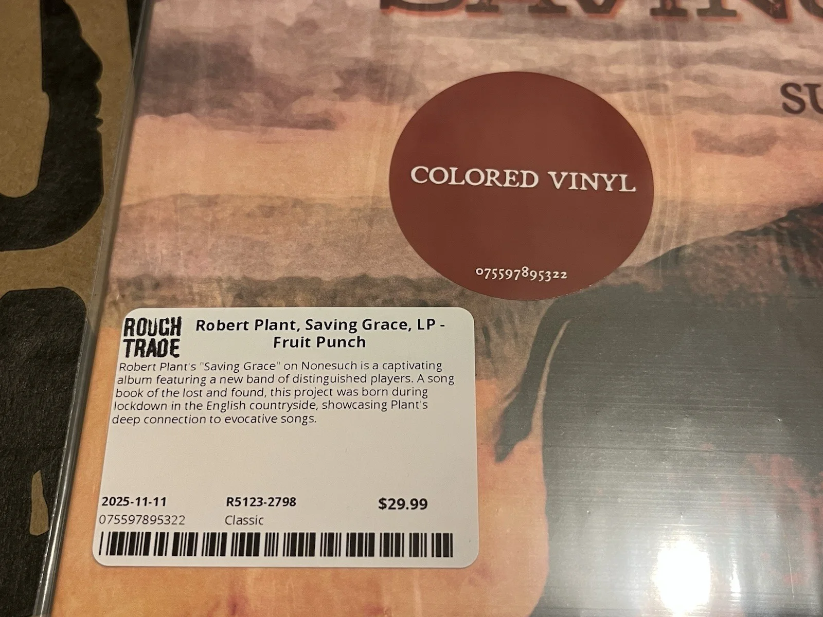 ROBERT PLANT SIGNED SAVING GRACE VINYL RECORD ON COVER AUTO COA LED ZEPPELIN B, image 2