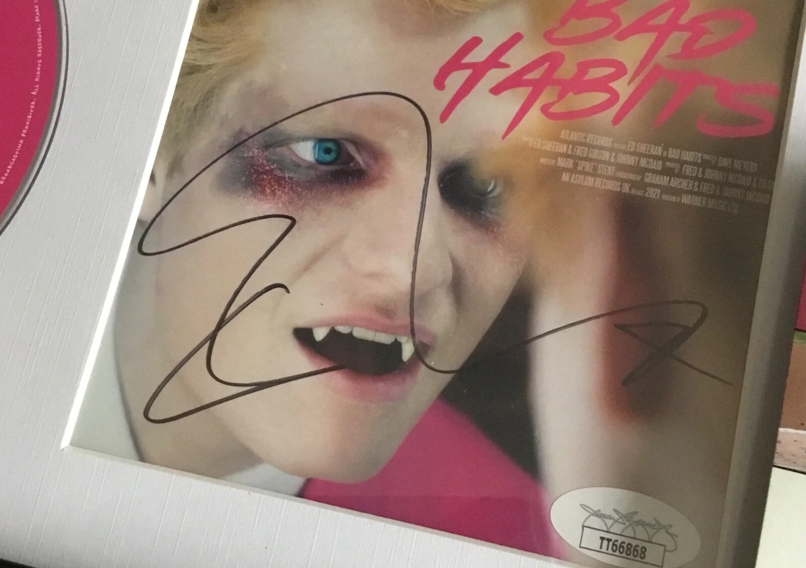 Ed Sheeran Signed Autograph Bad Habits Music CD Framed JSA COA, image 2