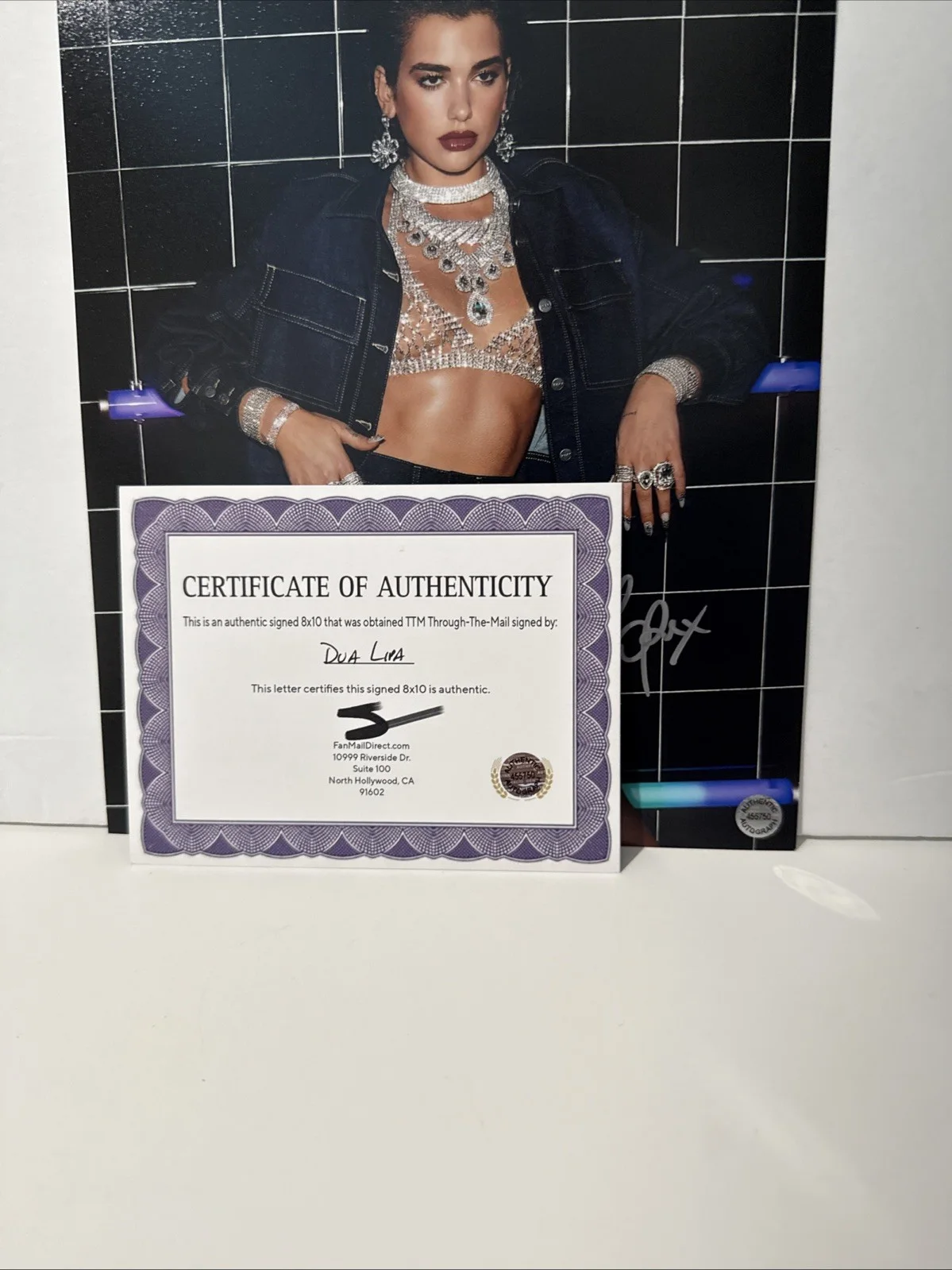 Dua Lipa (Pop Singer) Signed Autographed 8x10 photo - AUTO with COA, image 2