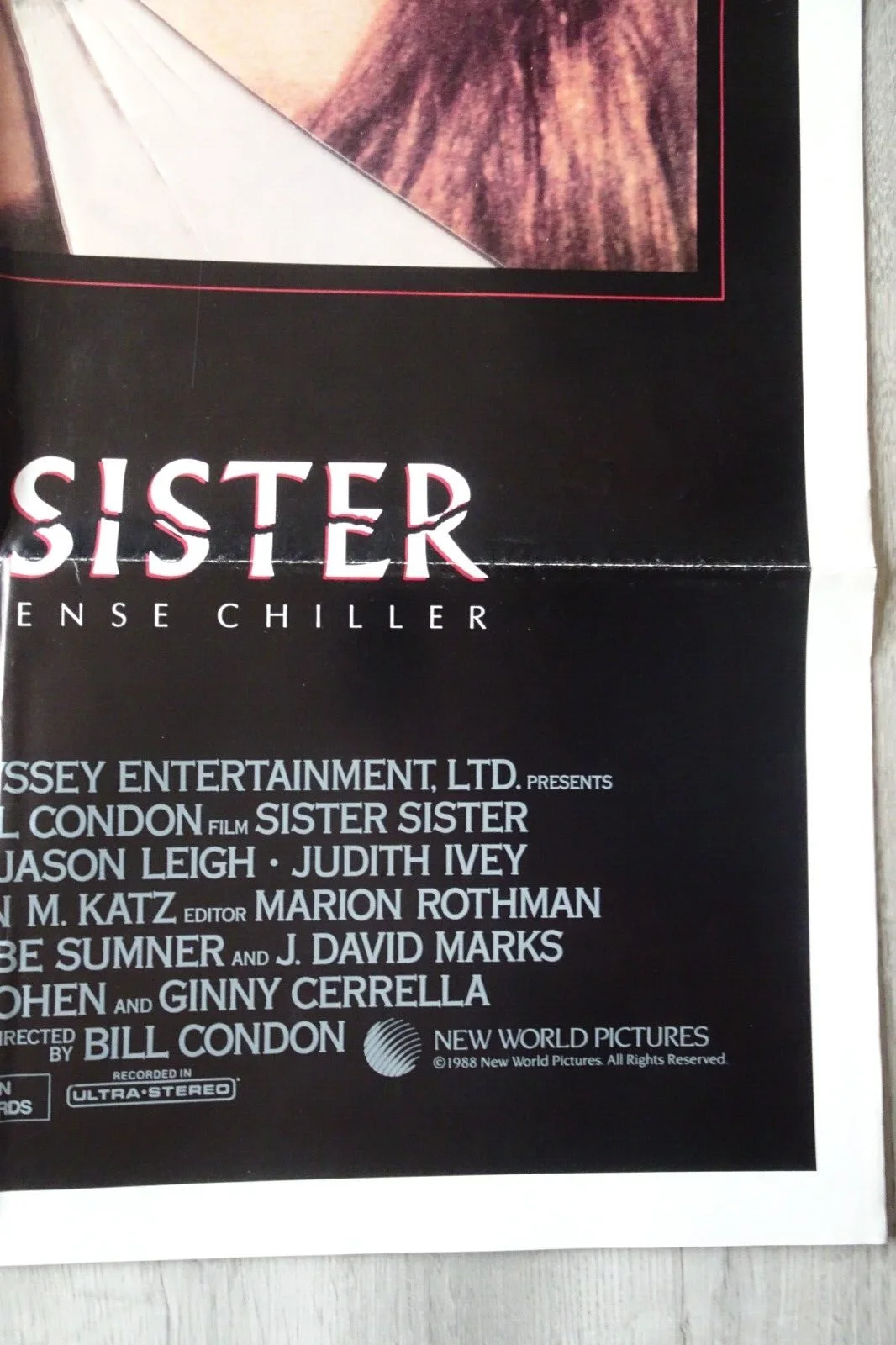 Sister Sister Poster One Sheet Eric Stoltz Jennifer Jason Leigh 1987, изображение 3