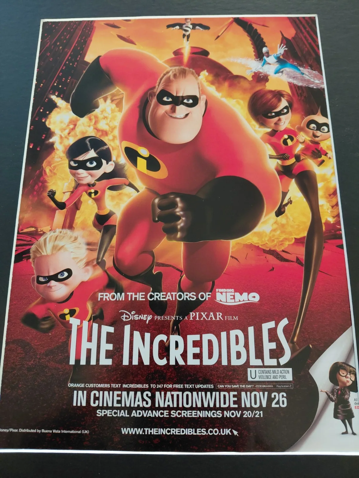 The Incredibles Promo Movie Advert Original Mounted 14x11", изображение 2