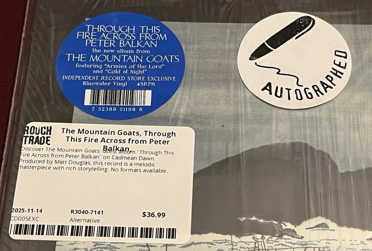 MOUNTAIN GOATS SIGNED THROUGH FIRE PETER BALKAN RECORD AUTO COA DARNIELLE +1 B, image 2
