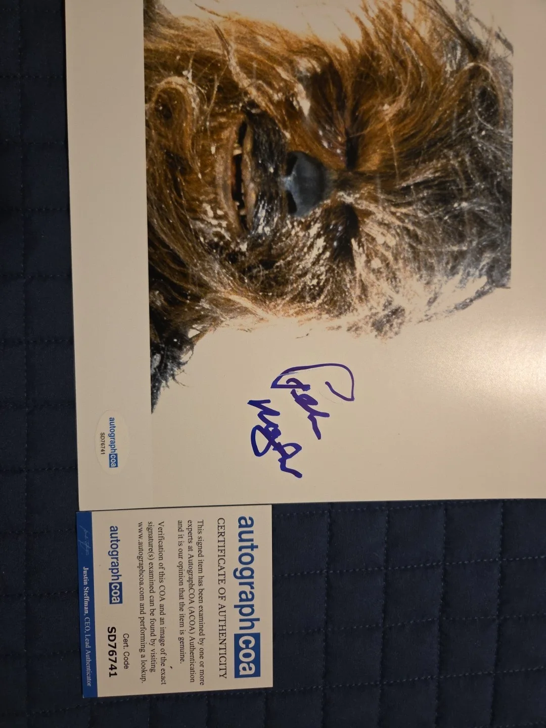 Star Wars Signed Peter Mayhew Chewbacca Autographed 8x10 Photograph ACOA Cert..., изображение 3