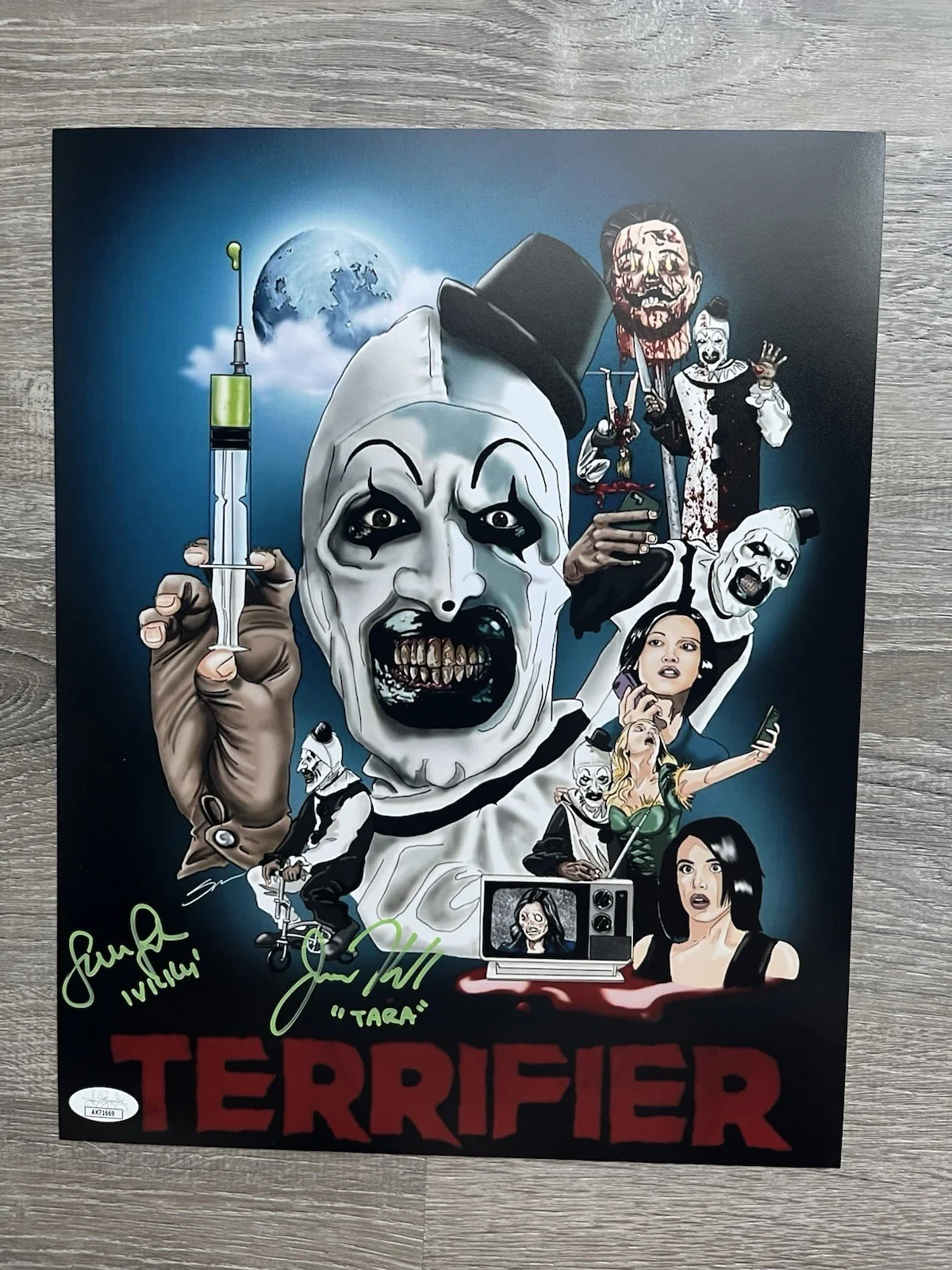 Samantha Scaffidi — Samantha Scaffidi Jenna Kanell Signed Terrifier 11x14 Photo JSA Art The Clown, изображение 2
