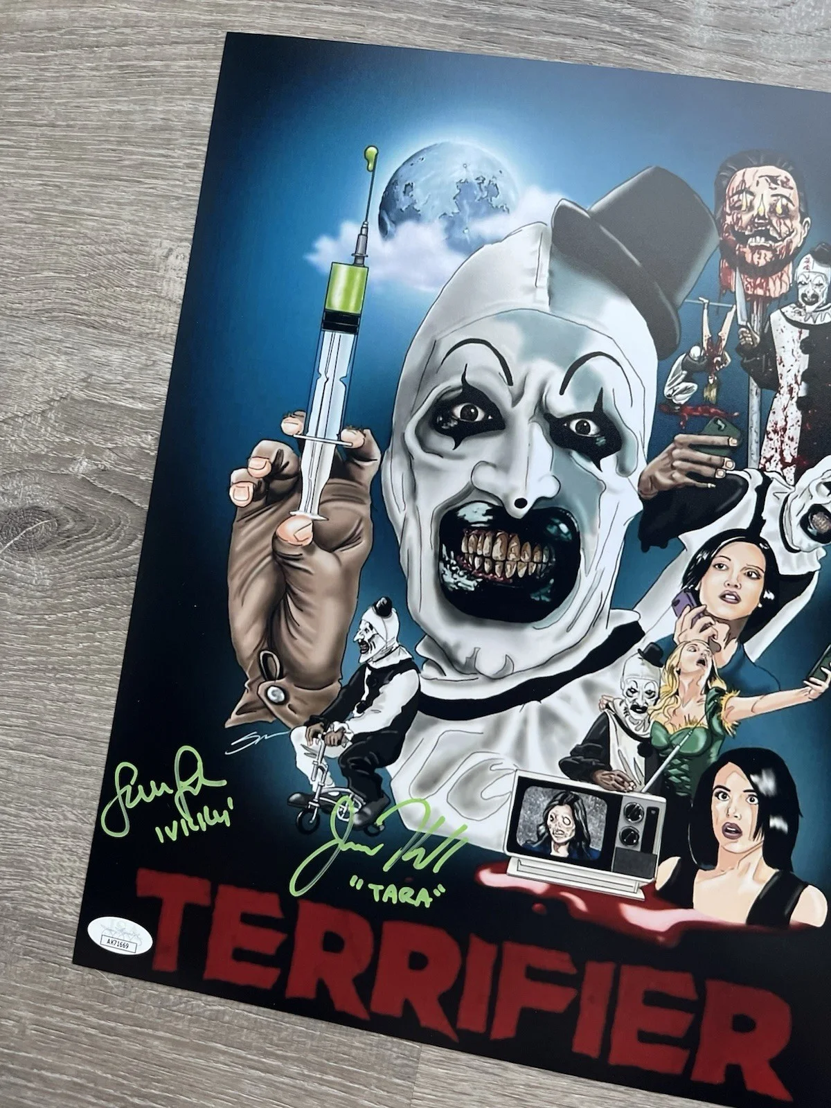 Samantha Scaffidi — Samantha Scaffidi Jenna Kanell Signed Terrifier 11x14 Photo JSA Art The Clown, изображение 5