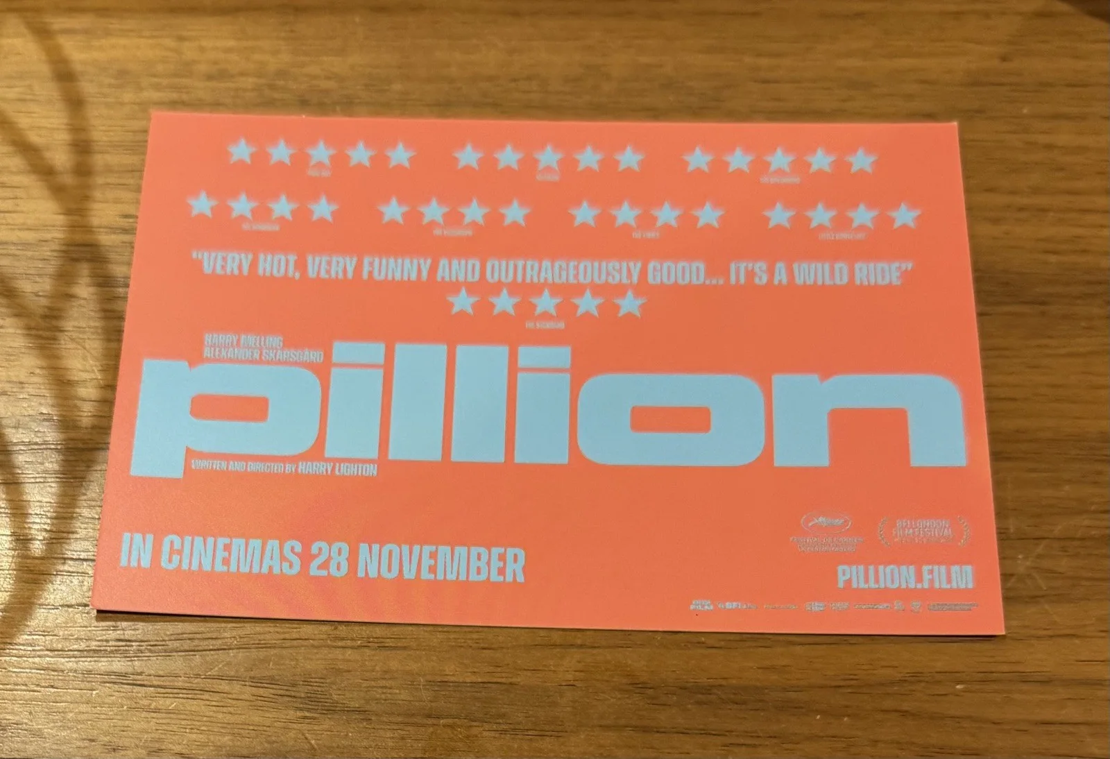 Pillion Film Promotional Postcard., image 2