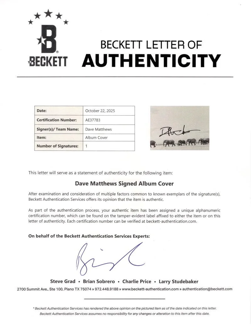 Dave Matthews — Dave Matthews Signed Autograph Album Vinyl Record LP - The Singles Beckett COA, image 3