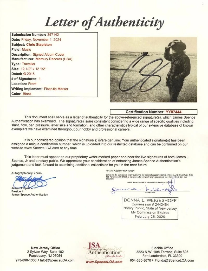 Chris Stapleton — Chris Stapleton Signed Autograph Traveller Album Vinyl Record LP - JSA COA, image 3