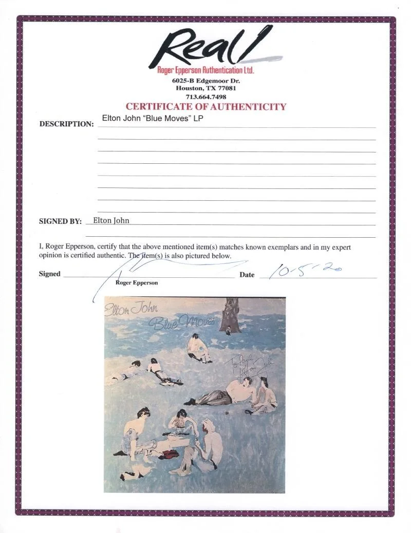 Elton John — Elton John Signed Autograph Blue Moves Album Record - Vintage Signature JSA COA, изображение 5