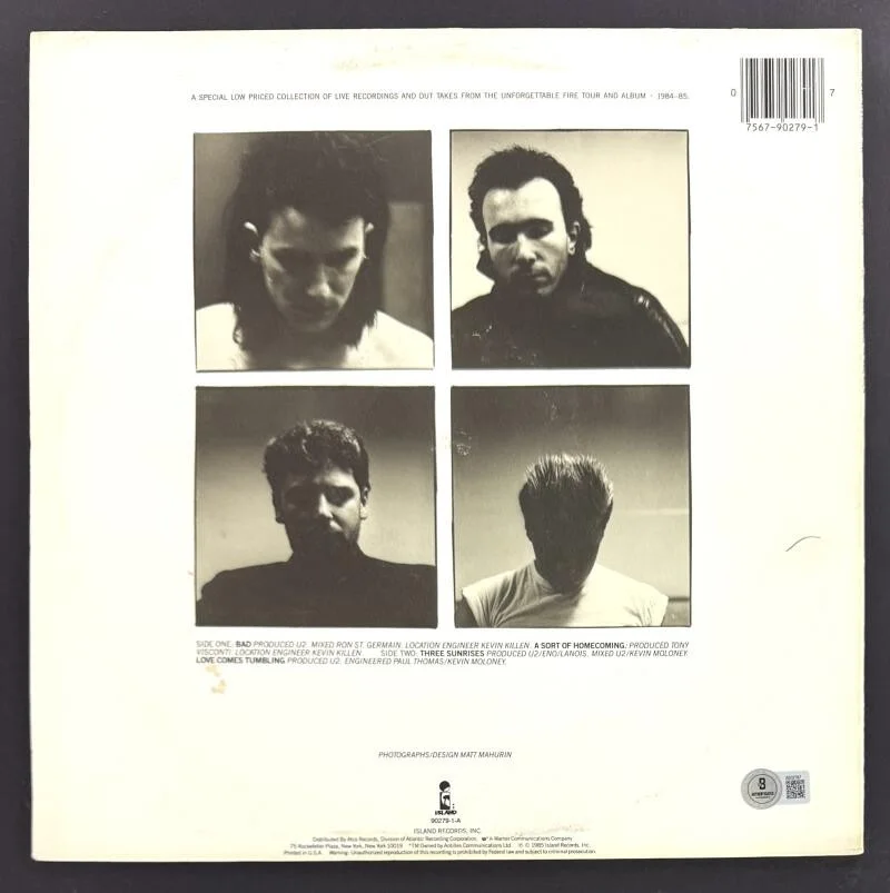 Bono, Adam Clayton, The Edge — Bono The Edge & Adam Clayton Signed Autograph U2 Album Vinyl Record Beckett COA, изображение 2