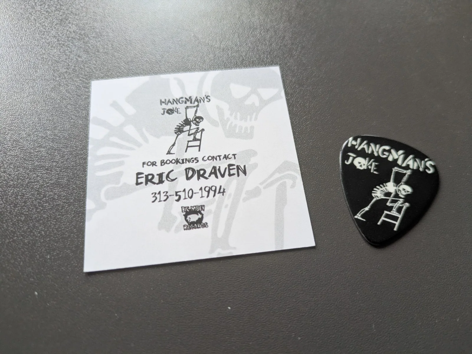 THE CROW GUITAR PLECTRUM PICK & HANGMAN'S JOKE ERIC DRAVEN BUSINESS CARD, изображение 2