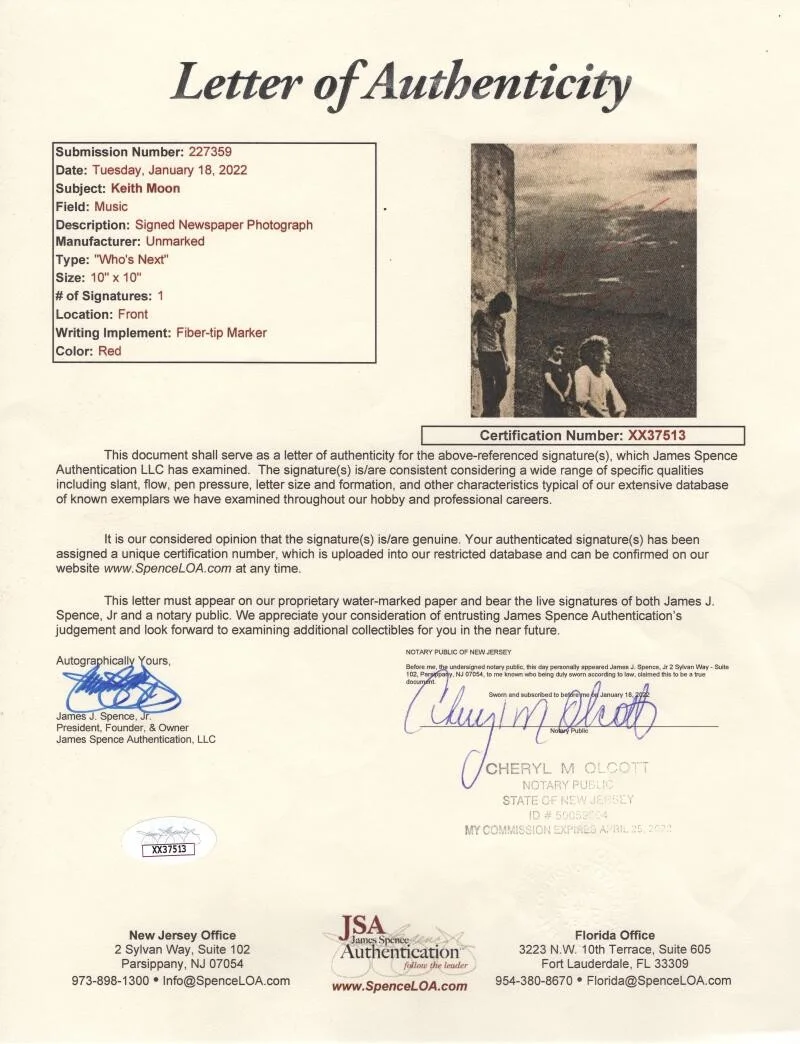 Keith Moon — Keith Moon The Who Signed Autograph Album Record Sleeve - Who's Next w/ JSA COA, изображение 4