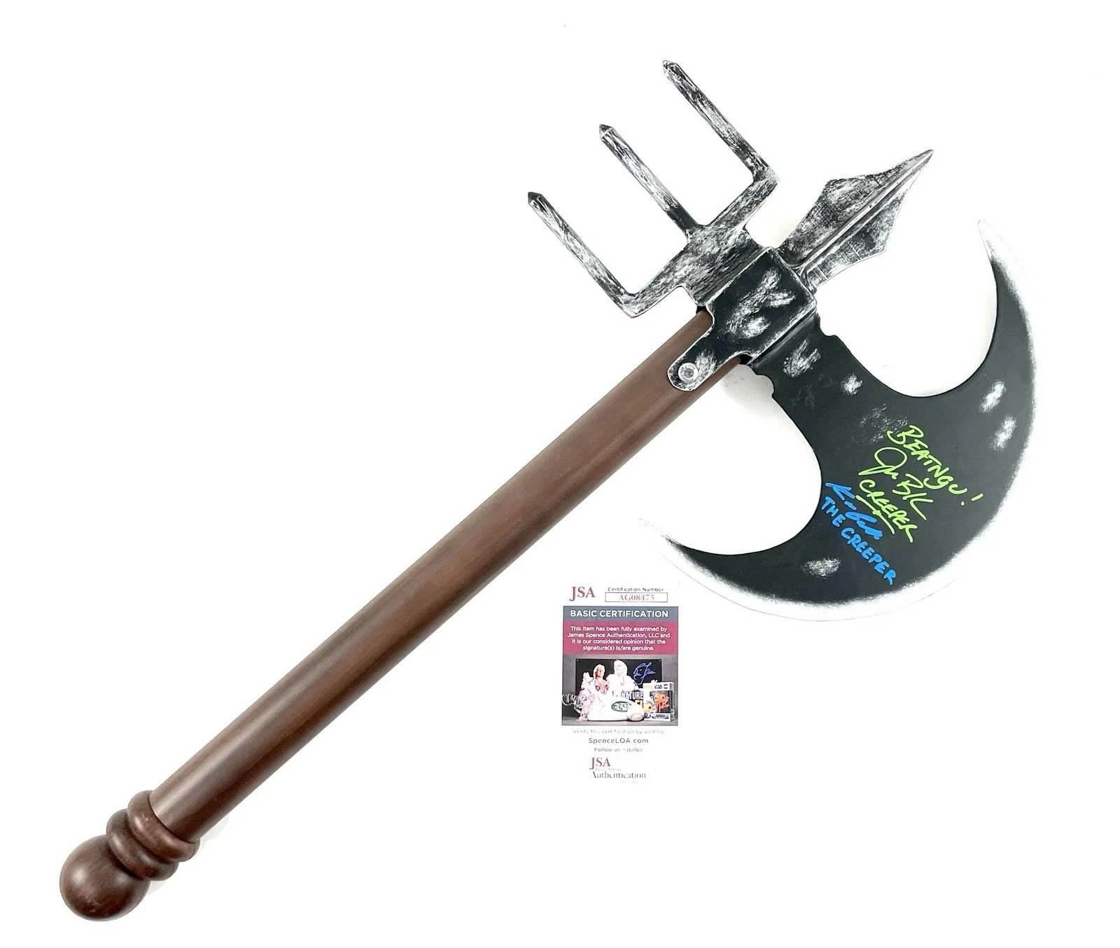 Cast — Jeepers Creepers Signed Prop Replica Creeper Axe Jonathan Breck & Kevin Ball JSA, изображение 2