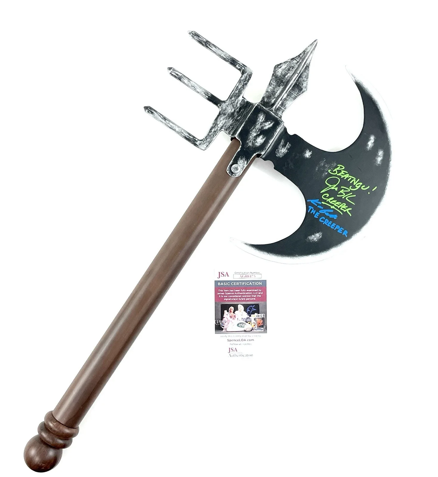 Cast — Jeepers Creepers Signed Prop Replica Creeper Axe Jonathan Breck & Kevin Ball JSA, изображение 3