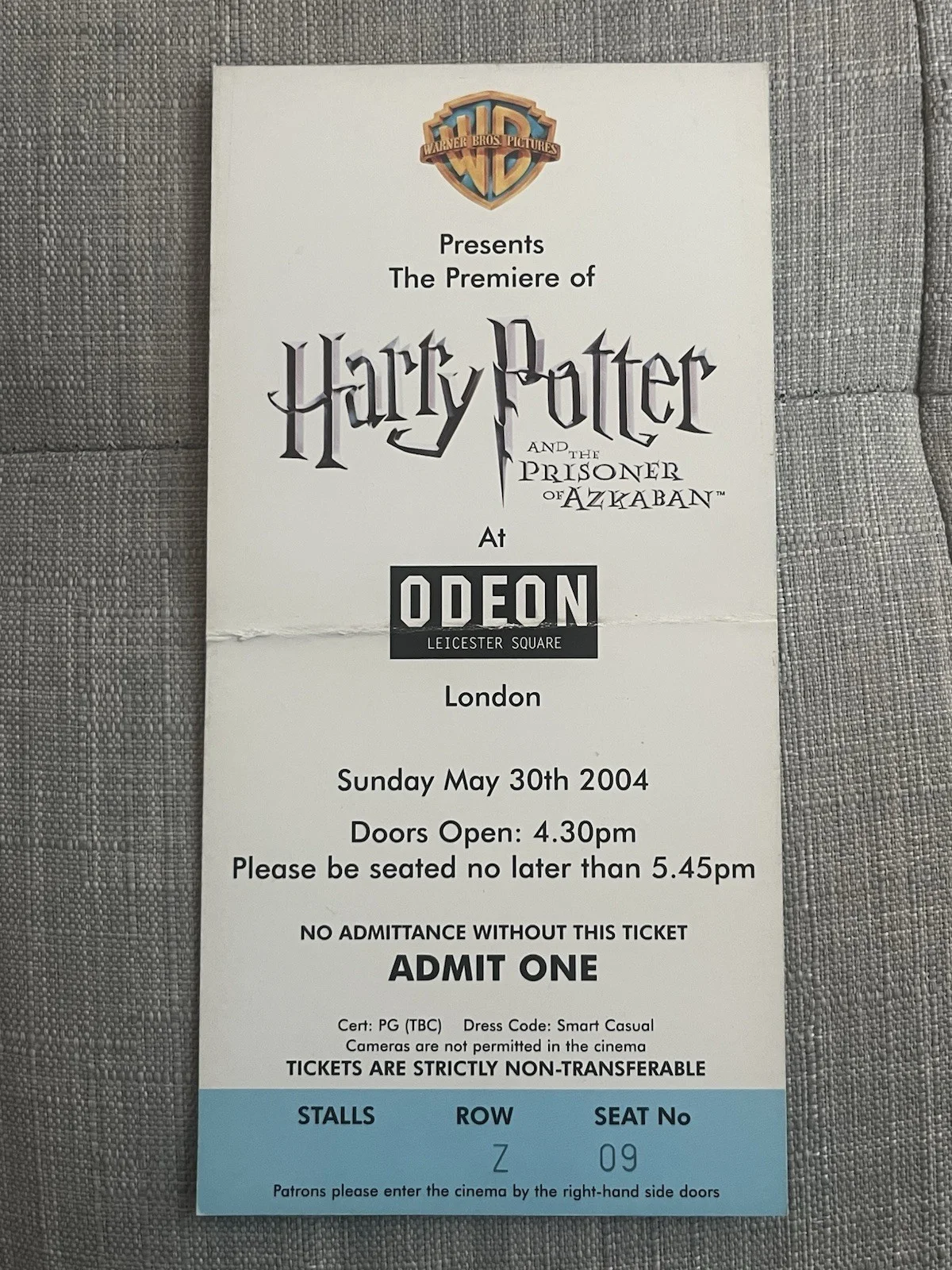 Harry Potter & Prisoner Of Azkaban Film Premiere Ticket, lanyard, party ticket, изображение 4