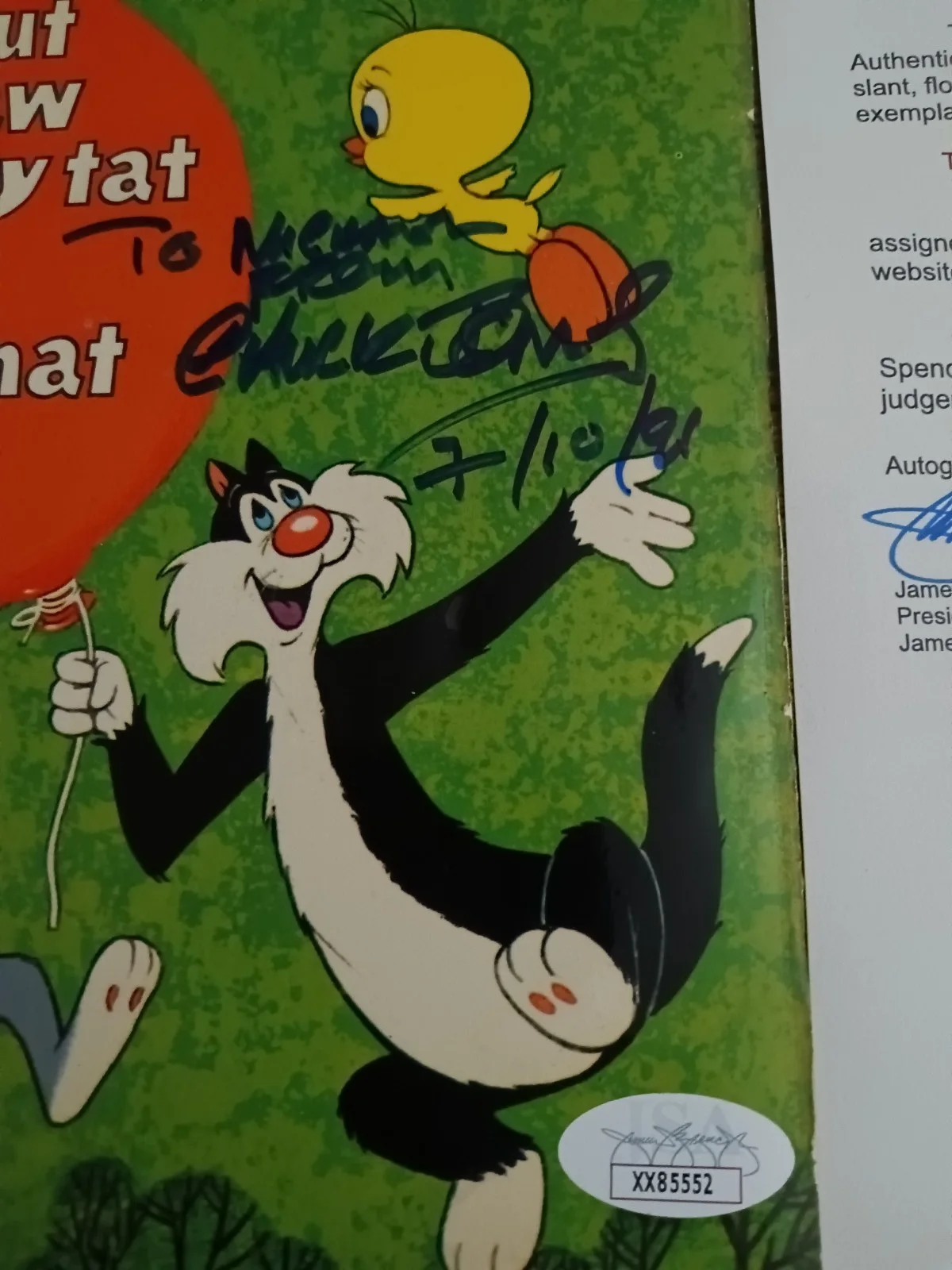 Chuck Jones &Mel Blanc Dual Hand Signed Looney Tunes 45 Sleeve & Record JSA COA, image 3