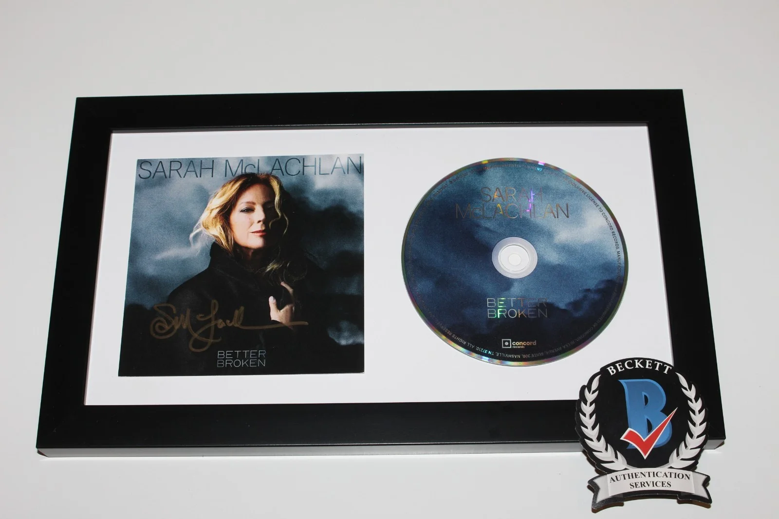 SARAH MCLACHLAN SIGNED FRAMED 'BETTER BROKEN' CD COVER ALBUM BECKETT COA TOUCH, image 3