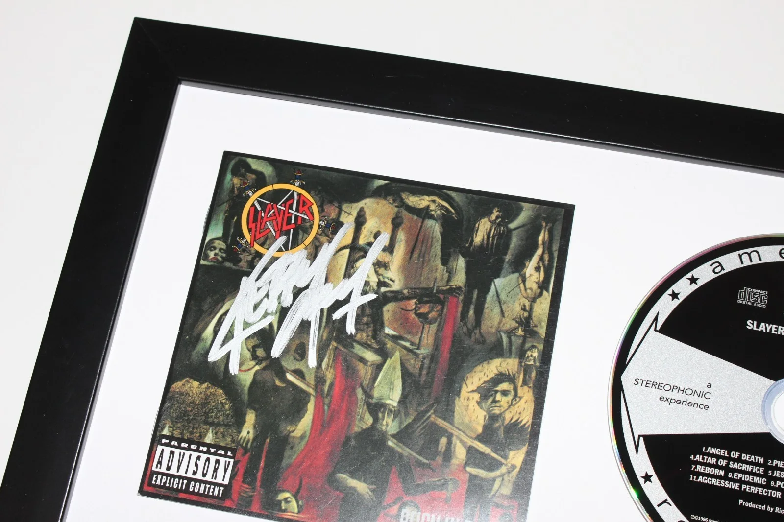 KERRY KING SLAYER SIGNED FRAMED 'REIGN IN BLOOD' CD COVER ALBUM BECKETT COA, изображение 3