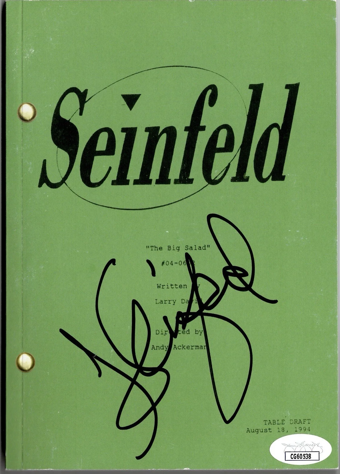 Jerry Seinfeld — Jerry Seinfeld Signed “The Big Salad” Script Replica Autographed Book JSA COA, image 2