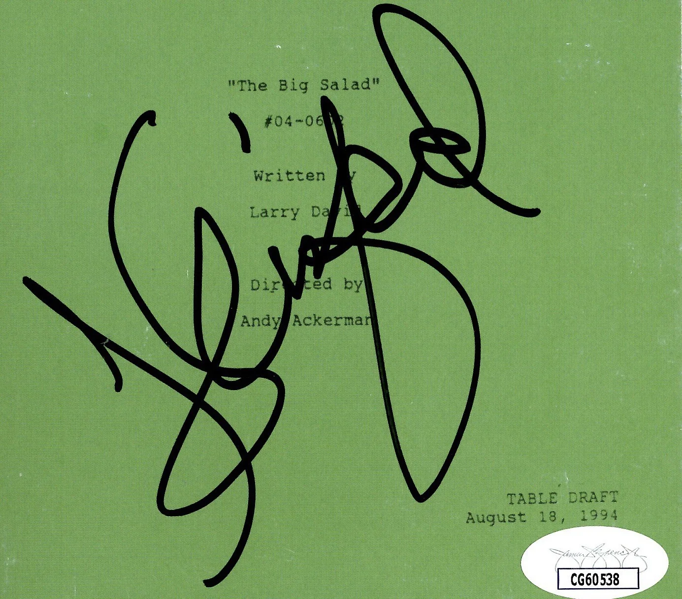 Jerry Seinfeld — Jerry Seinfeld Signed “The Big Salad” Script Replica Autographed Book JSA COA, image 3