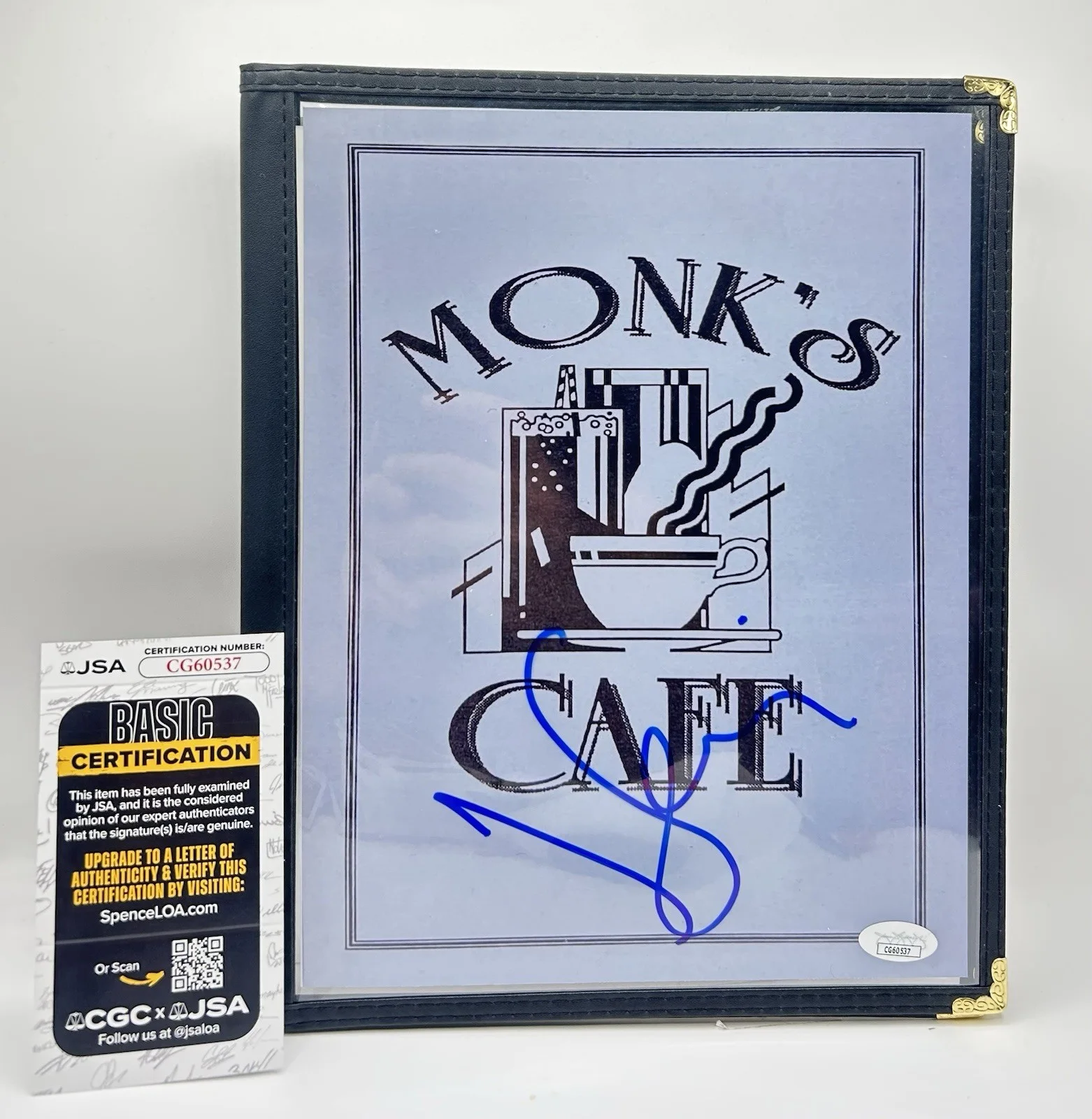 Jerry Seinfeld — Jerry Seinfeld Signed Monk’s Cafe Full Size Menu Replica Autographed JSA COA