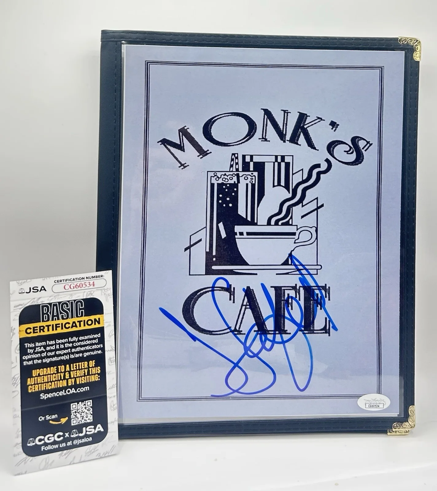 Jerry Seinfeld — Jerry Seinfeld Signed Monk’s Cafe Full Size Menu Replica Autographed JSA COA