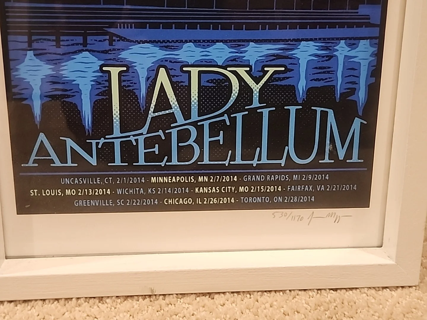 Lady Antebellum 2014 Tour Poster – Signed by Artist Jim Mazza – #530/1170 – 9x25, изображение 3