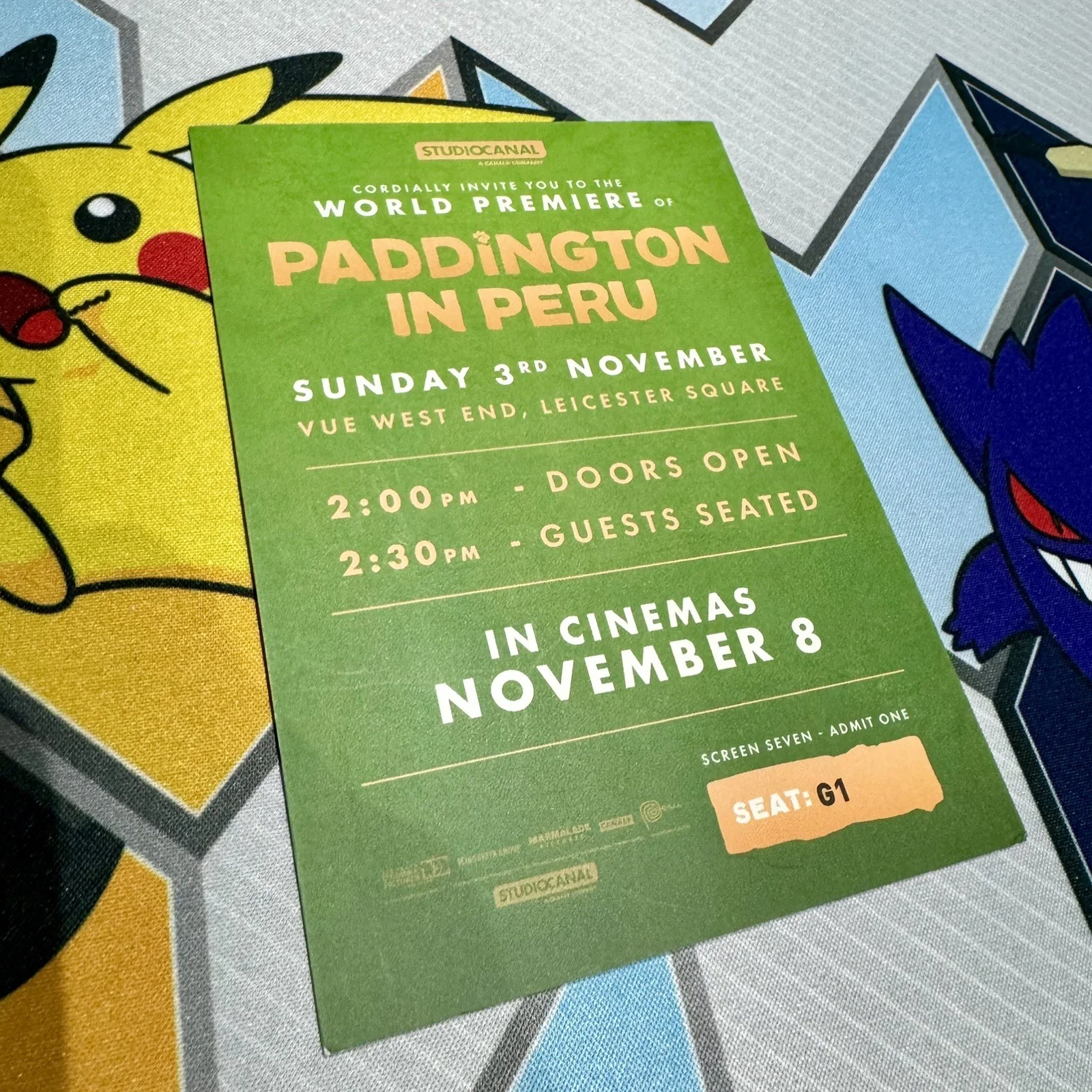 Paddington In Peru World Premiere Ticket, image 2