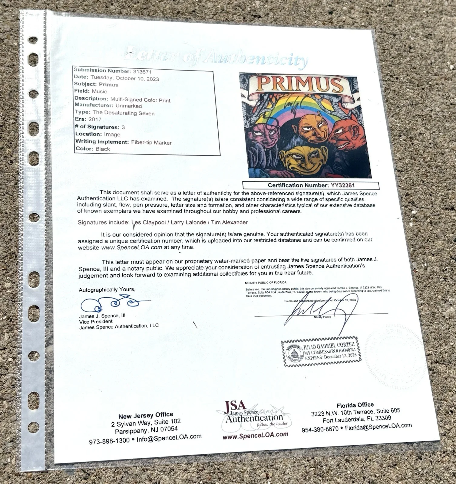 PRIMUS Band SIGNED Poster JSA LETTER OF AUTHENTICITY 2017 Tour, image 3