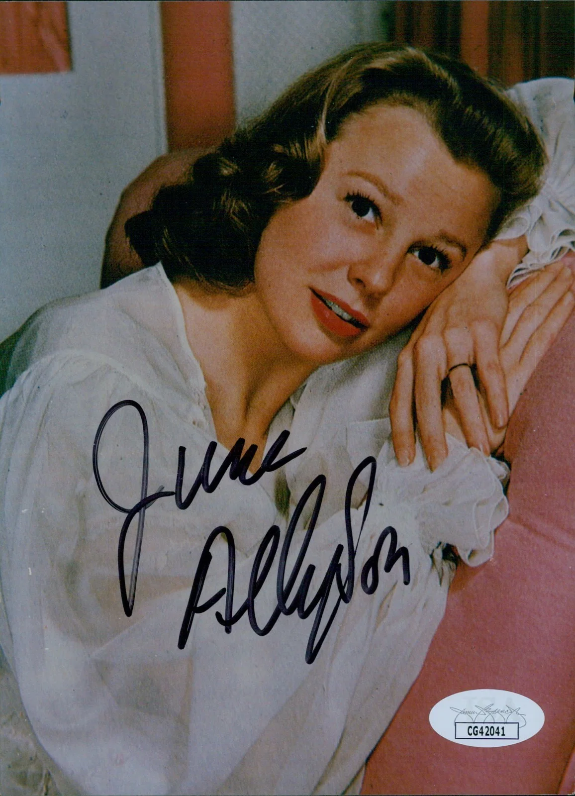 June Allyson — June Allyson Actress Signed 5x7 Glossy Photo JSA Authenticated