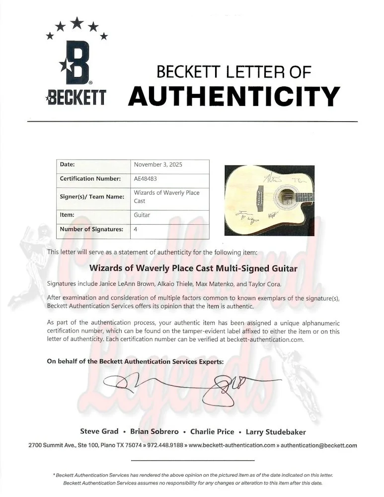 Wizards Beyond Waverly Place Signed Cast Guitar Thiele Matenko Cora +1 BAS, image 4