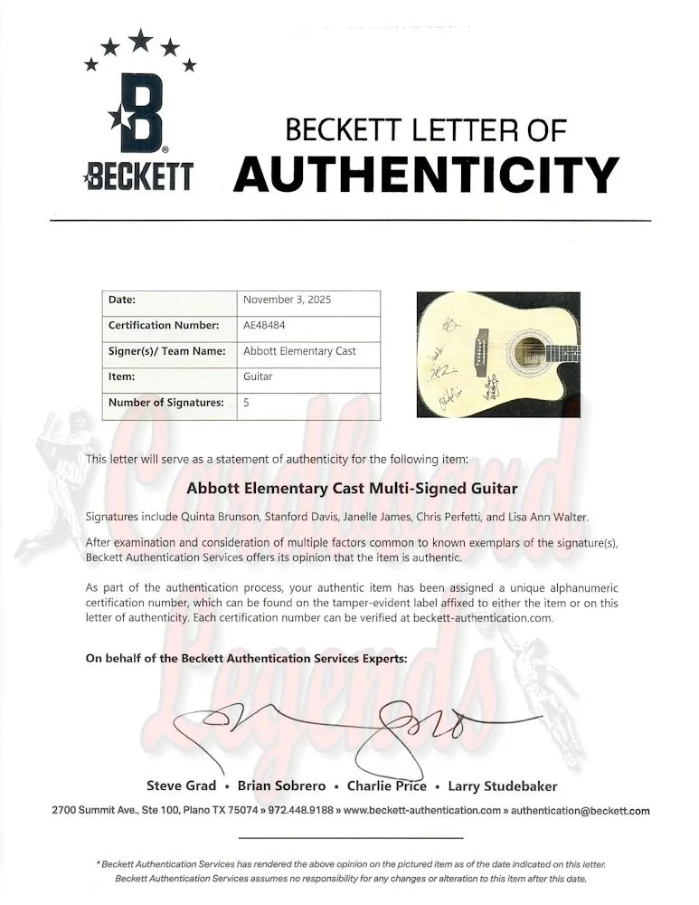 Abbott Elementray Signed Cast Guitar Brunson Davis James Perfetti Walter BAS, image 4