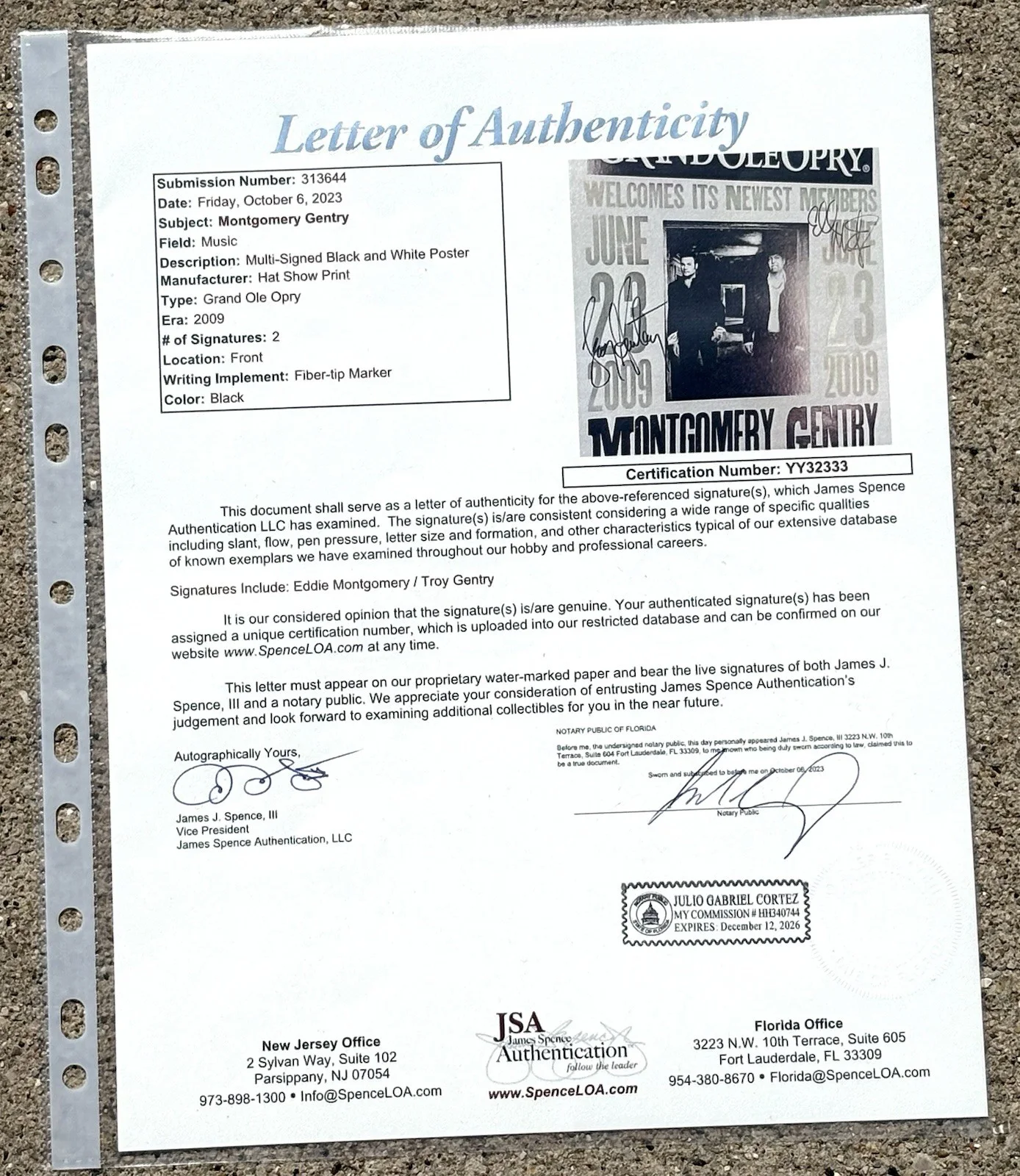 MONTGOMERY GENTRY SIGNED Poster JSA LETTER OF AUTHENTICITY Grand Ole Opry, image 3