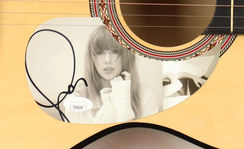Taylor Swift Signed 38" Acoustic Orange Guitar (JSA), image 2