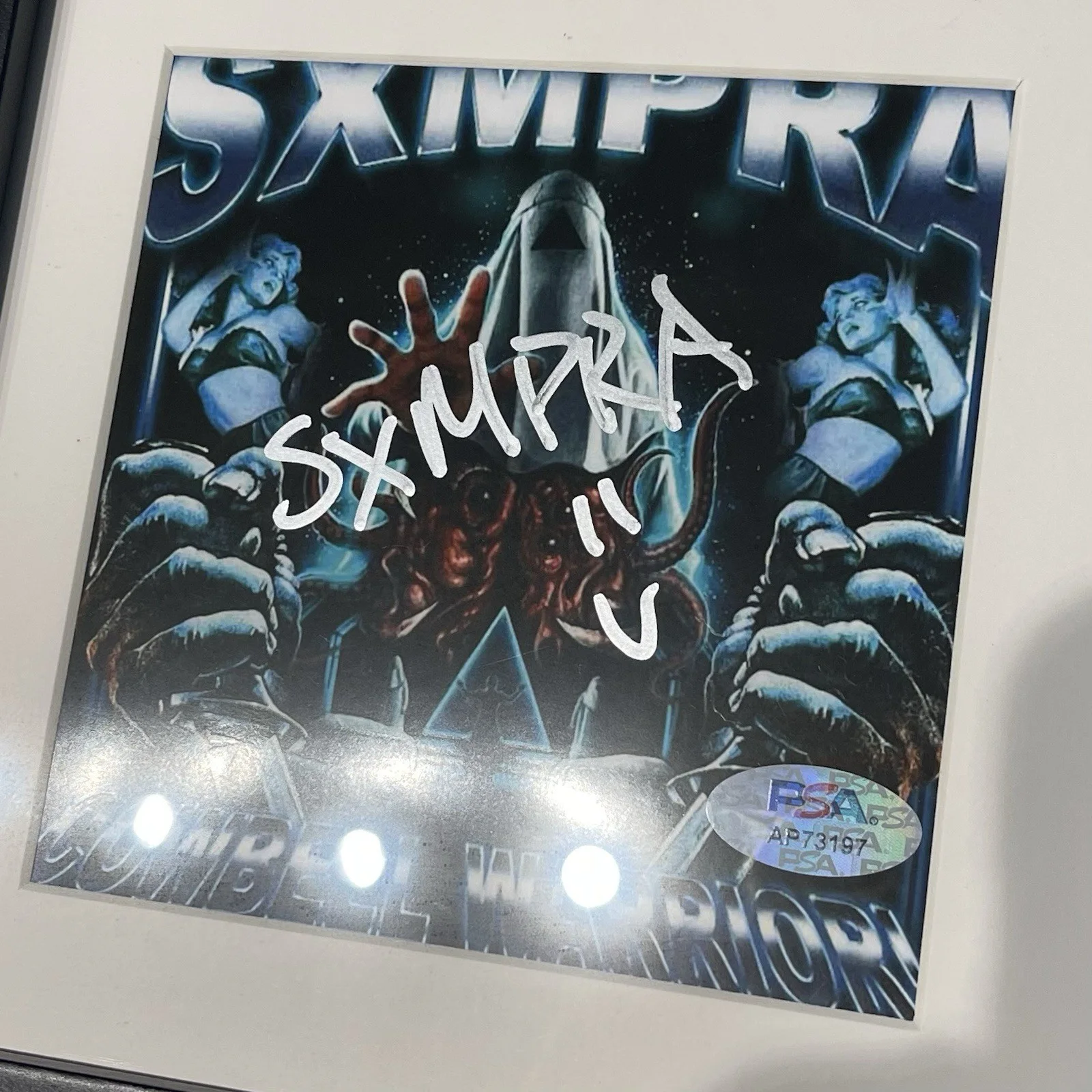 SXMPRA RAPPER SIGNED COWBELL WARRIOR CD ALBUM AUTOGRAPH SKI MASK FRAMED PSA COA, изображение 2