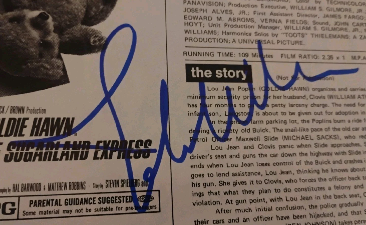 John williams — JOHN WILLIAMS SUGARLAND EXPRESS MEDIA PRESS BOOK SIGNED AUTOGRAPHED RARE PROOF, image 2