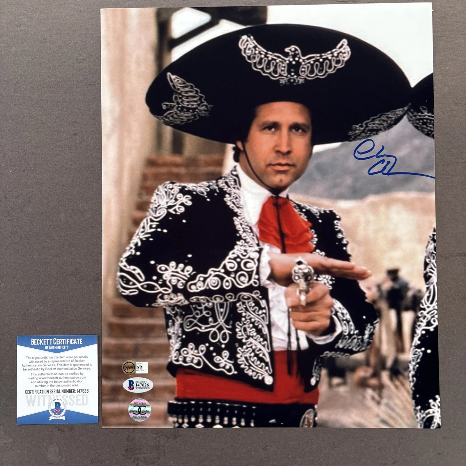 Chevy Chase — Chevy Chase Autographed Signed 11X14 Photo -Three Amigos - Beckett Witnessed