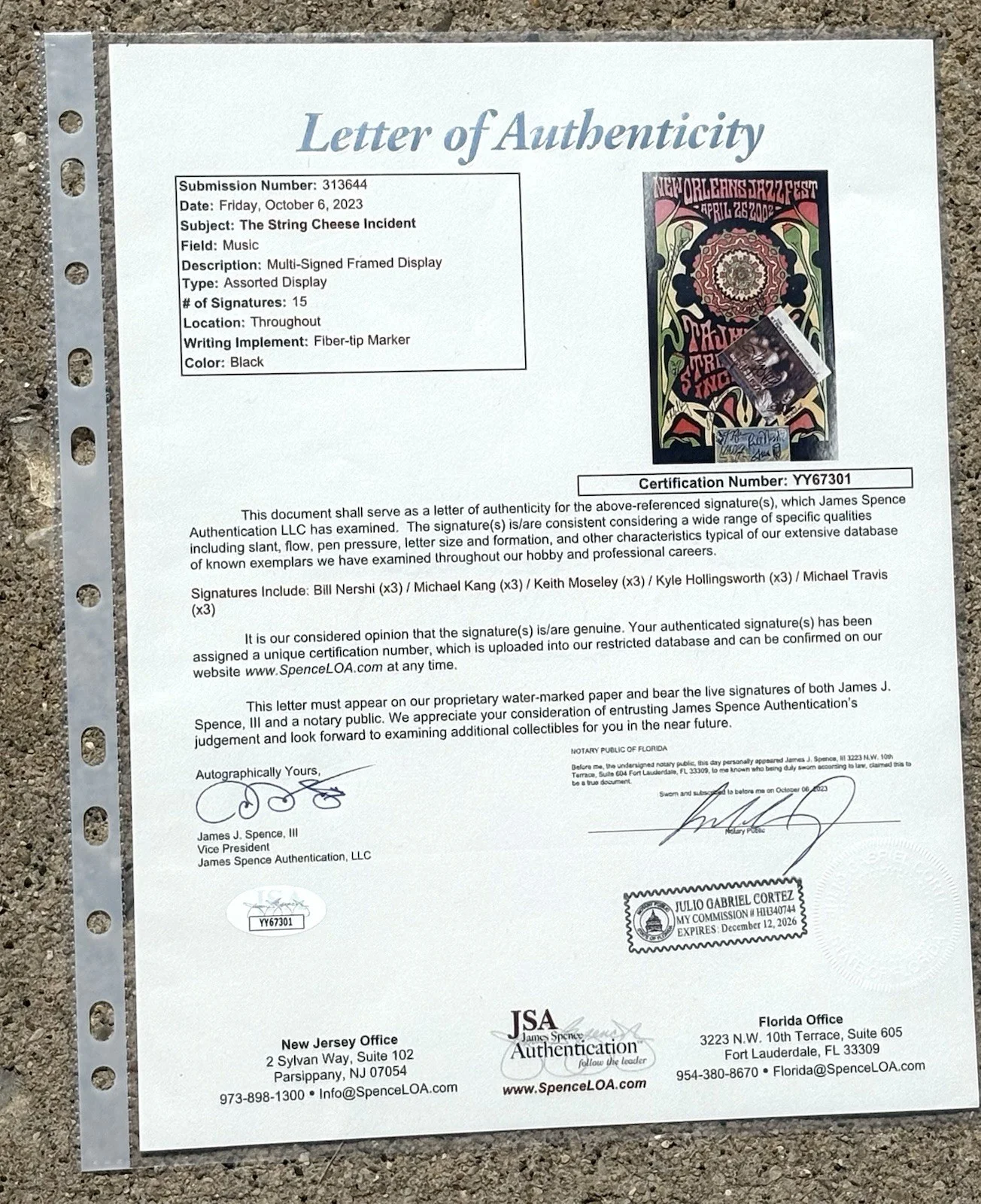 THE STRING CHEESE INCIDENT SIGNED Poster CD Ticket JSA LETTER OF AUTHENTICITY, image 2