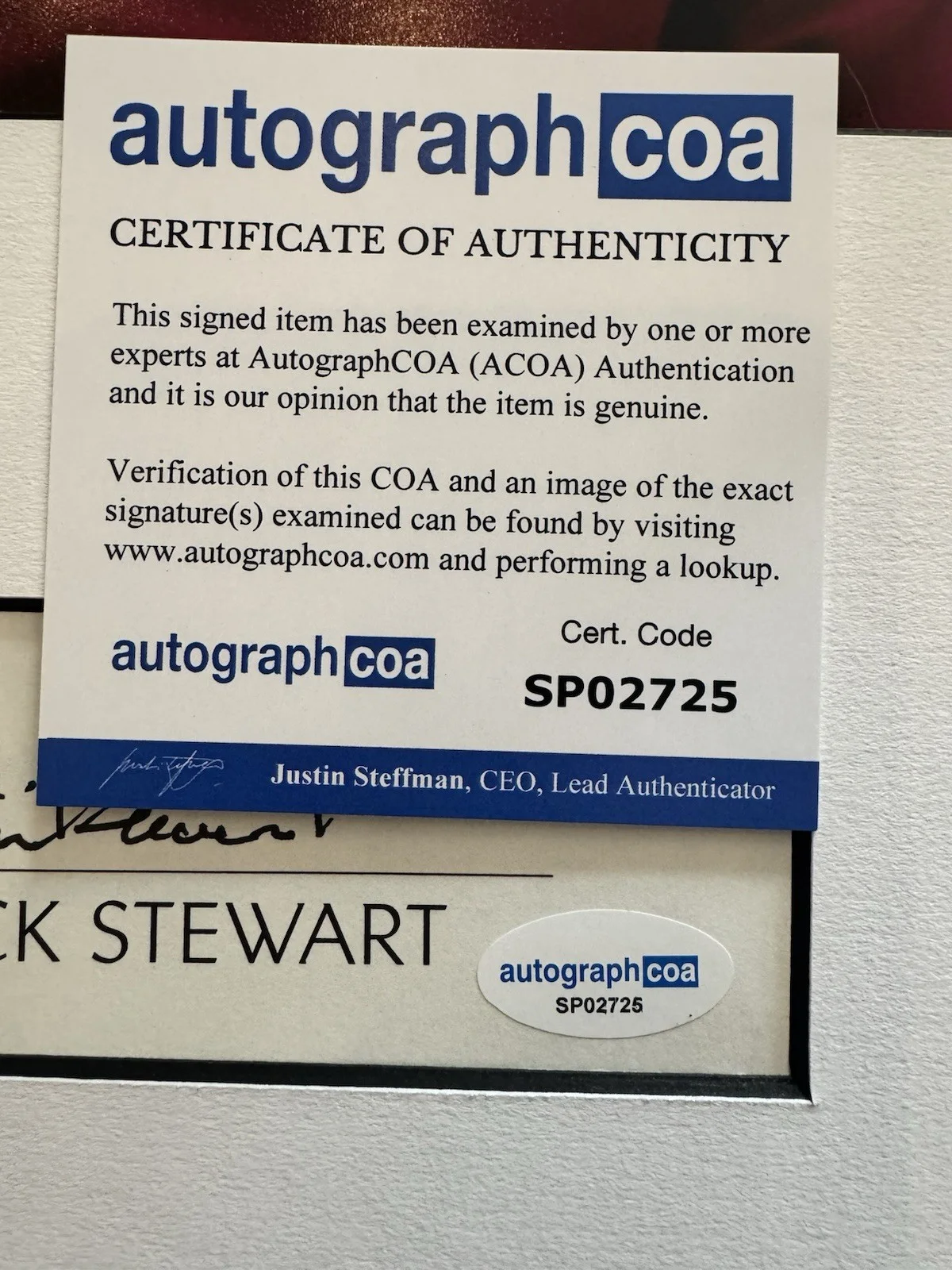 patrick stewart — Patrick Stewart Signed Star Trek Framed Display 11x14 - ACOA, image 4