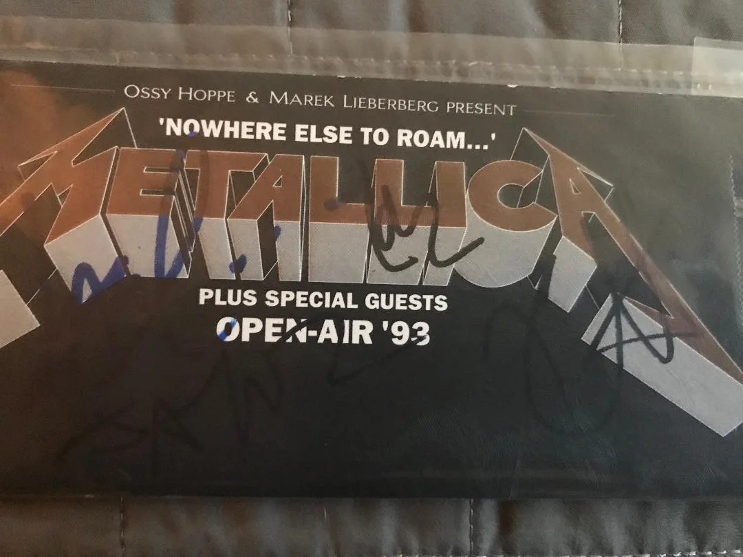 METALLICA FULLY SIGNED 93' NOWHERE ELSE TO ROAM TICKET X4 FULL COA METALLIGRAPHS, изображение 2